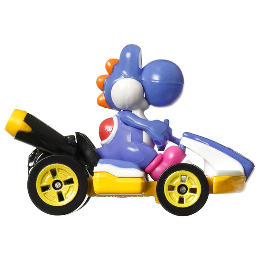 Hot Wheels Mario Kart Vehículo de Juguete Yoshi Estándar Kart Azul Obscuro