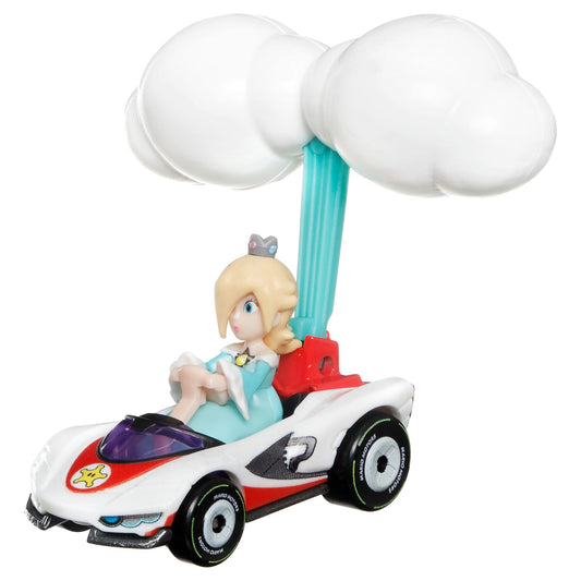 Hot Wheels Mario Kart Veículo de Brinquedo Rosalina P-Wing com Cloud Glider