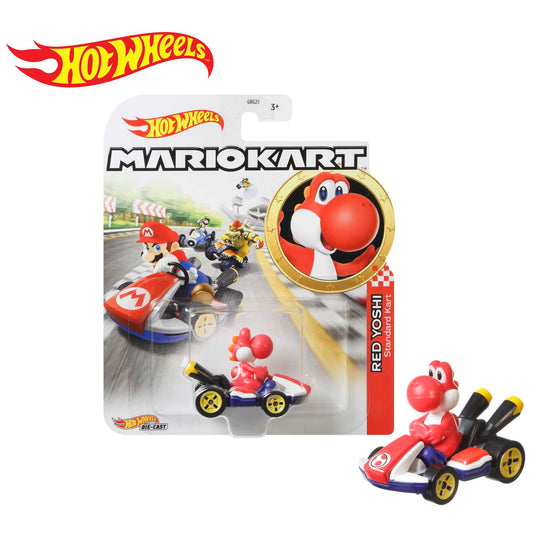 Hot Wheels Mario Kart Vehículo de Juguete Yoshi Rojo Estándar Kart