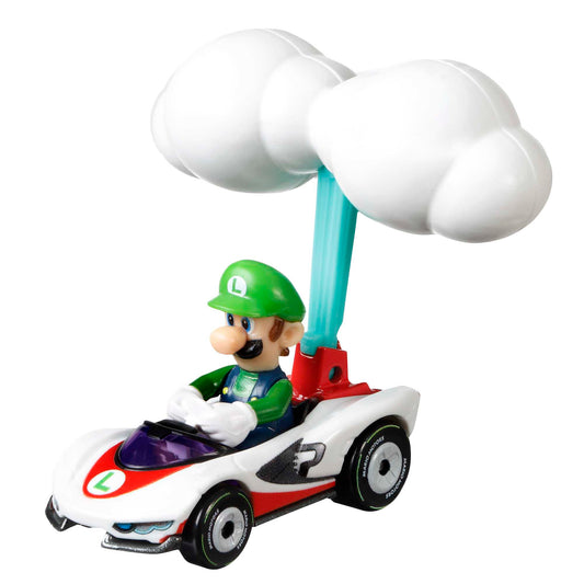Hot Wheels Mario Kart Veículo de Brinquedo Luigi P-Wing com Cloud Glider