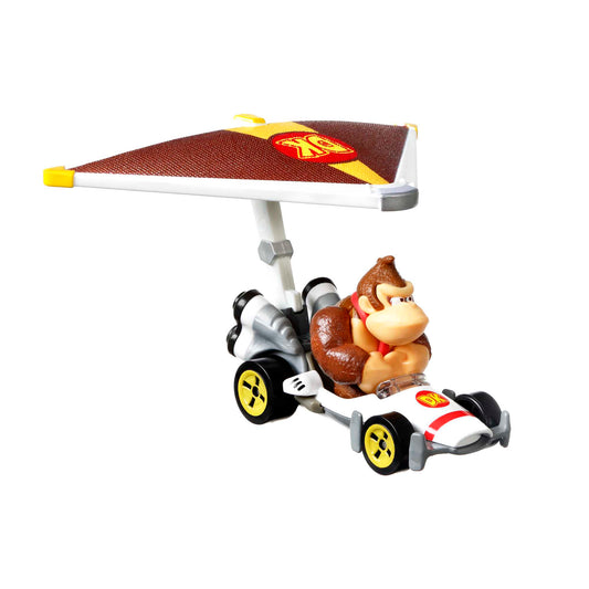 Hot Wheels Mario Kart Veículo de Brinquedo Donkey Kong B-Dasher com Super Glider