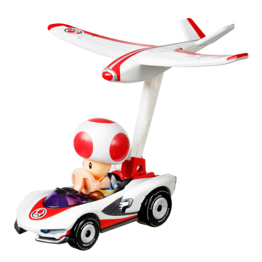 Hot Wheels Mario Kart Veículo de Brinquedo Toad P-Wing com Plane Glider