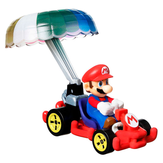 Hot Wheels Mario Kart Vehículo de Juguete Mario Pipe Frame con Paracaídas