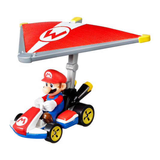 Hot Wheels Mario Kart Veículo de Brinquedo Mário Padrão Kart com Super Glider