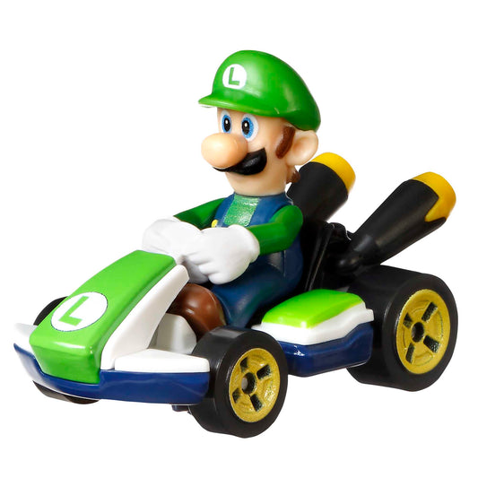 Hot Wheels Mario Kart Veículo de Brinquedo Kart Padrão Luigi