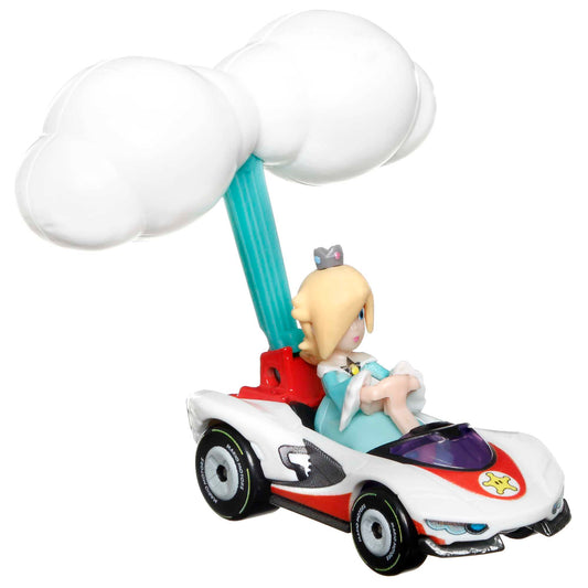 Hot Wheels Mario Kart Vehículo de Juguete Rosalina P-Wing con Cloud Glider