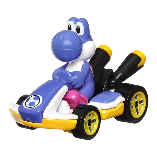 Hot Wheels Mario Kart Vehículo de Juguete Yoshi Estándar Kart Azul Obscuro