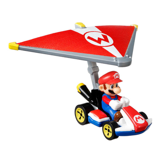 Hot Wheels Mario Kart Veículo de Brinquedo Mário Padrão Kart com Super Glider